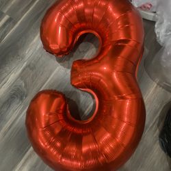 Free Foil Air Red Number 3 Balloon Free