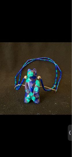 Azurite Necklace — Deep Blue Pendant on Blue Cord