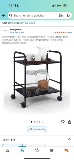 SunnyPoint 2-Tier Metal Rolling Utility Cart