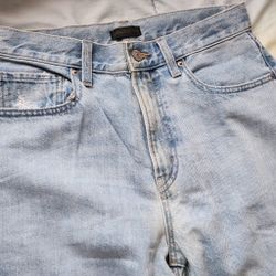 UNIQLO Light Washed Ripped Straight Leg Denim Jeans