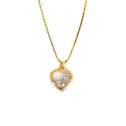 14k Bicolor Diamond Heart Pendant Necklace