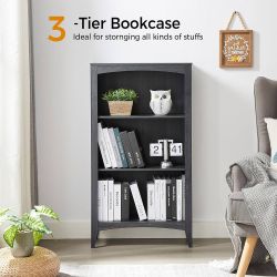 3-Tier Bookcase Wooden Book Shelf Open Display 42.9in Home /Office Decoration Furniture