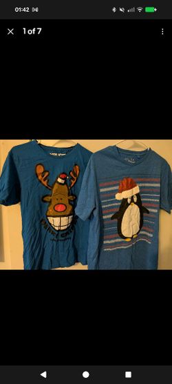 TWO men's medium Christmas tshirts textured ugly sweater sweaters from uk