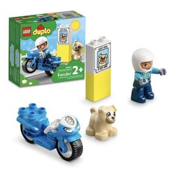 LEGO DUPLO Rescue Police Motorcycle 10967 Building Toy for Imaginative Play; Police Officer Bike for Kids Aged 2+ (5 Pieces)