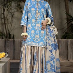 Three piece silk shirt, garara and dupatta