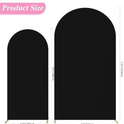  2 Wedding Arch Cover 6FT, 7.2FT Black 2-Sided Round Top Spandex Arch Backdrop Cover Fitted Fabric for Birthday Party Baby Shower Wedding