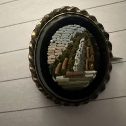 antique Italian micromosaic brooch