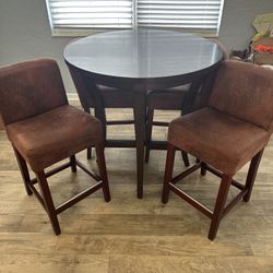 Heavy Solid Brown Wood High Top Table