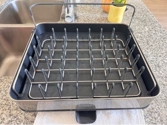 Joseph Joseph Extendable Dish Drying Rack with Dual Parts - Stainless Steel, Non-Scratch, Movable Drainage Spout, Gray, (no utensil holder)