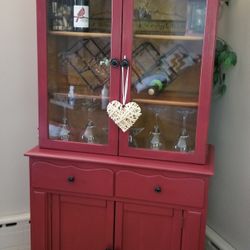 Refurbished Wine Antique Hutch
