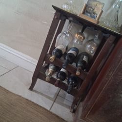 Wine Rack With Wine Glasses Decantor 6 Bottles Of Wine
