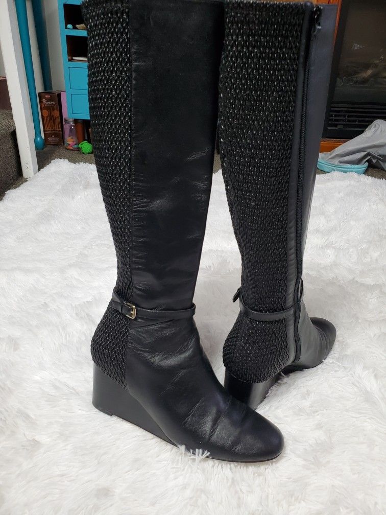 COLE HAAN~ BLACK LEATHER KNEE HIGH BOOTS!