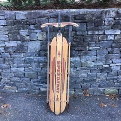 Vintage Wood Snow Sled Speedway Flexible flyer WOW