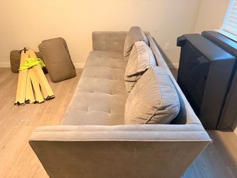 Sofa with pull out bed . With free ottoman