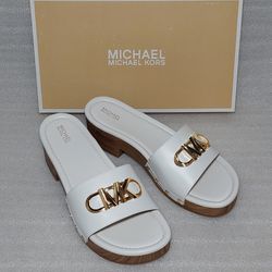 MICHAEL KORS designer slides sandals. Size 10 women's shoes. White. Brand new in box 