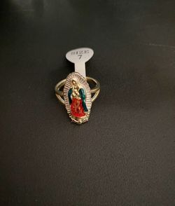 Gold Plated Virgin Mary color ring 