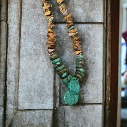 Handmade Authentic Turquoise And Tigers Eye Necklace NEW