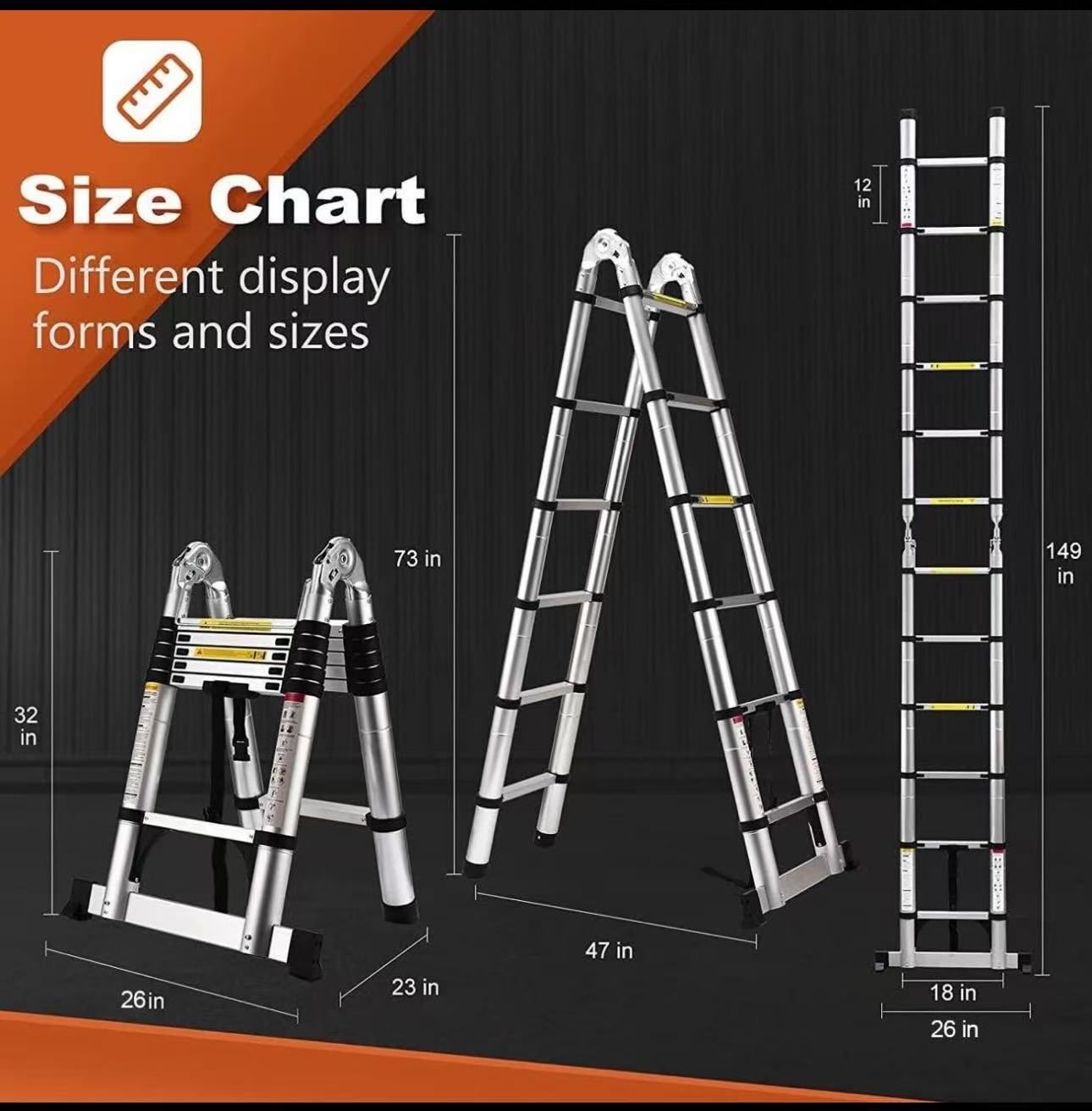 new 🪜 ✨12.5 Ft Folding A-Frame Ladder✨ Lightweight and portable—great for home, camper, or RV use. ✅ Durable aluminum build (supports up to 330 lbs)