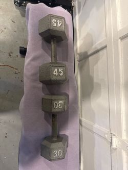 Gray Hex Dumbbells – 30 lb & 45 lb Pairs