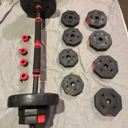 WEIGHT BAR + DUMBBELLS 