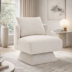 Beige Chenille Upholstered 360 Degree Swivel Accent Chairs [NEW] **Assembly Req** 