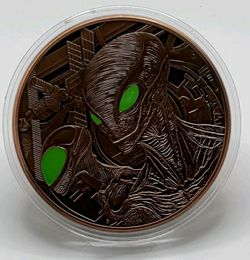 5 Oz Copper Round .999 Alien Colorized Reverse Proof Glow in Dark New Release ‘24