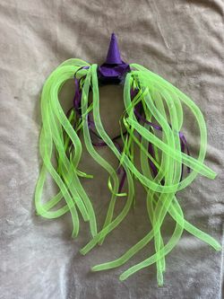 Halloween Witch Hat Headband with Green Hair Lights U
