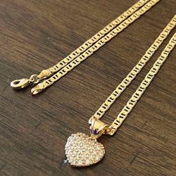 Mariner Chain In Gold Filled With Heart Pendant