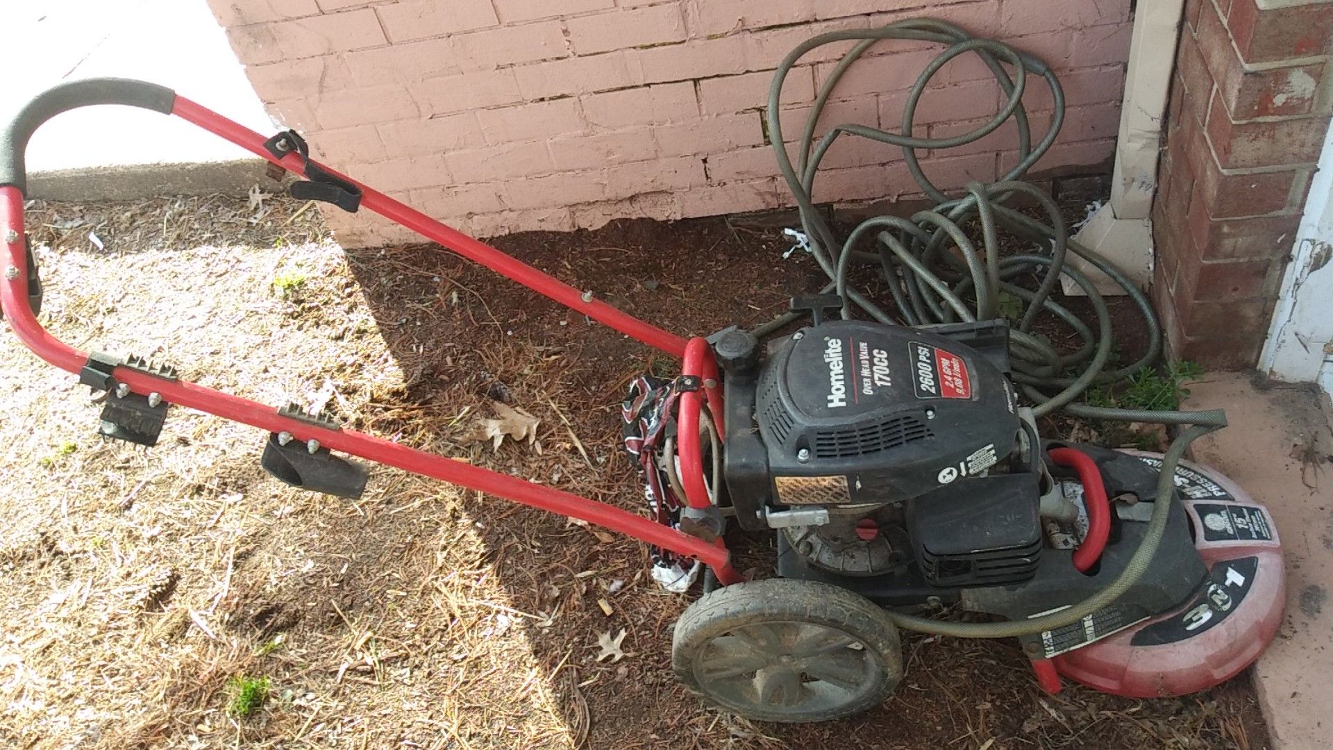 Homelite Overhead Valve 170cc Hi Speed Pressure Washer 2600 PSI 2.4GPM