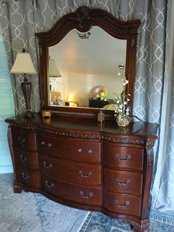 Beautiful high top triple dresser and mirror ,