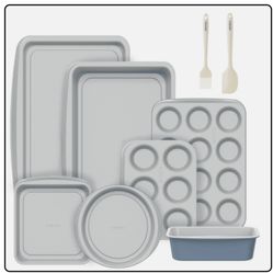 CAROTE 7-Piece Nonstick Stackable Baking Pans Set - Bakeware Sets Including Cookie Sheets for Baking, Muffin Pan, Bread Pan, Cake pan, Loaf Pan, Roast