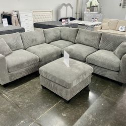 Grey Sectional Sofa With Ottoman