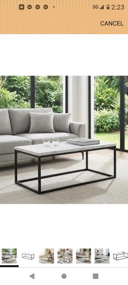 Transitional Faux Marble White/ Black Coffee Table(New In A Box)