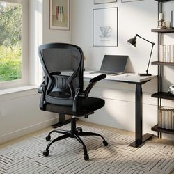 K549 $60 Youhauchair Adjustable Mesh Ergonomic Office Chair with Wheels, Black Flip-up Arms, Lumbar Support, Home Desk Chair, Height Adjustable, Breat