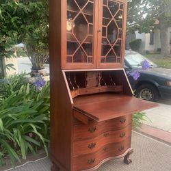 Antique Restored Mahogany Secretary Desk Bookcase Dresser