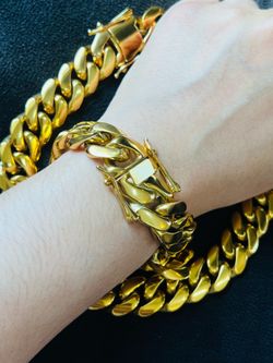 Premium 18K Gold Plated 18mm Cuban Link Necklace & Bracelet Set – Tarnish Resistant