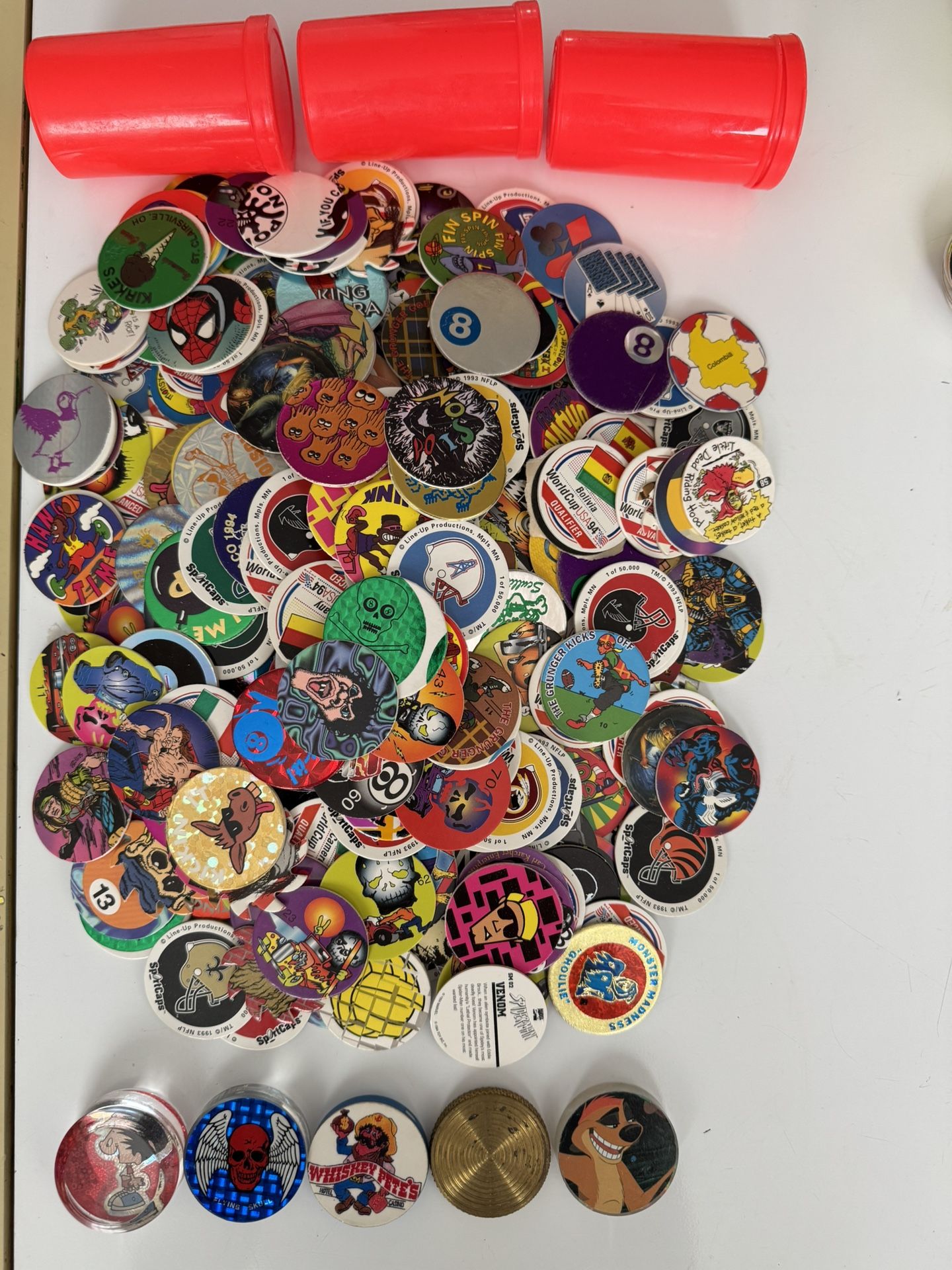 Pogs Selling Bundle Of 300 Pogs 3 Storage Tubes And 5 Slammers Vintage Collectible