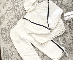 White Mens Fleece Lined Pants Jacket Set X-Large 