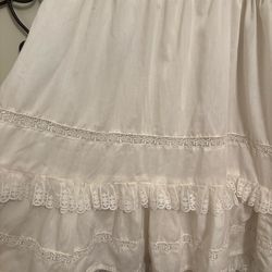 White lace peasant midi skirt XL ruffle trim