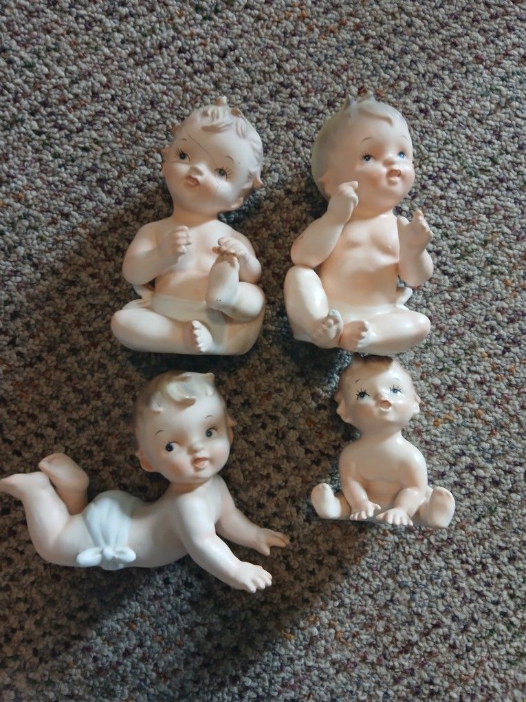 Vintage Porcelain Figurines Lot Of 7 Baby Figurines .
