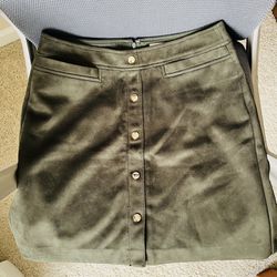 Dark Green Suede Skirt