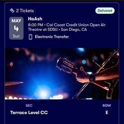 HAASH TICKETS FOR SALE