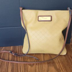 Steve Madden Mustard Yellow Logo Quilted Leather Crossbody Bag