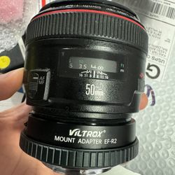 Adapter And Canon Ef 50mm F1.2 L Usm Excellent 