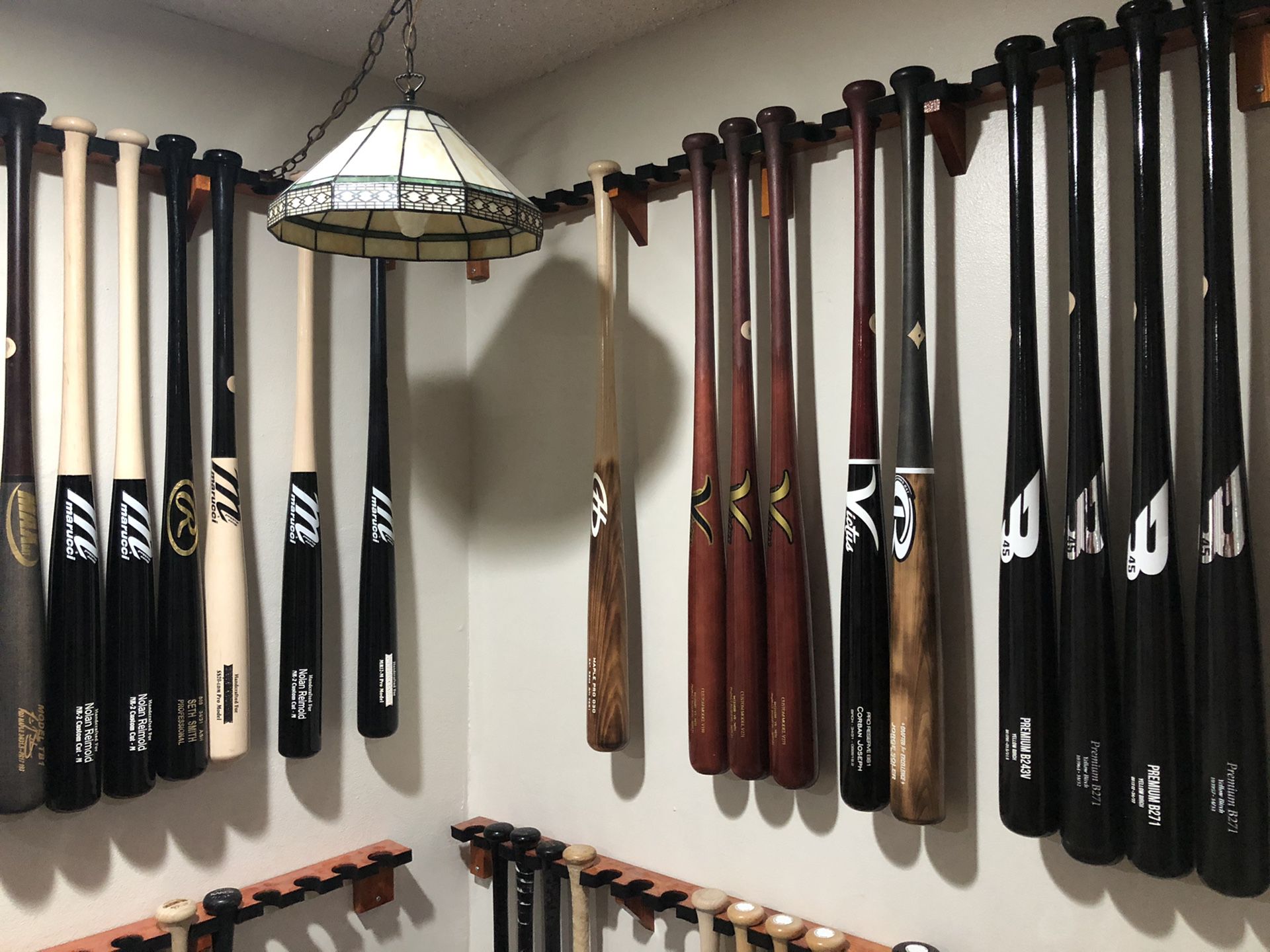 Baseball glove, batting gloves, and bats for sale