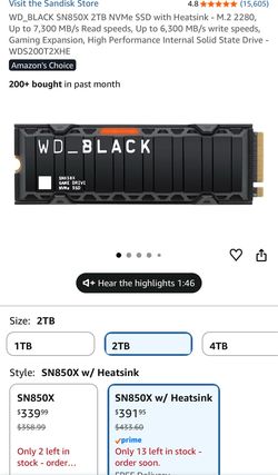 WD_BLACK SN850X 2TB NVMe SSD with Heatsink