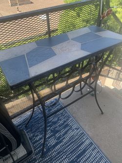 Beautiful Table With Wine Rack Wrought Iron Base And Slate Top Reduced From $45 