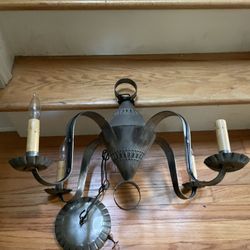 Punched tin chandelier