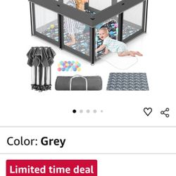 Foldable Baby Playpen, 50"50" Play Yard Playpen for Babies and Toddlers 1-3, Portable Playpen with Mat, Play Fence Gate Corrales para Bebes (Grey)