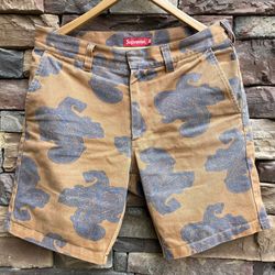 Supreme Paisley Work Shorts Size 32 Mens SS14 Clothing Blue Colors 